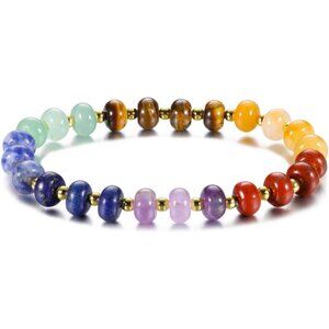 Stretch-7 Chakra Crystals Yoga Stone Bead Chakra Relax Bracelet for Womens Mens